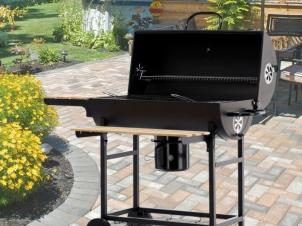 Grill with lid and shelves