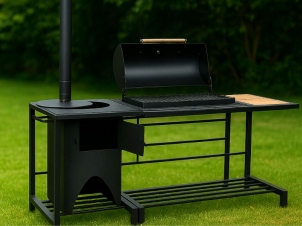 Grill with lid & cauldron stove