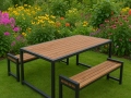 Sodo stalas IRONWOOD ir 2 suoliukai