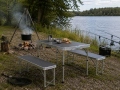 Campingbord med 2 bänkar