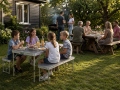 Campingbord med 2 bänkar