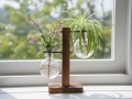 Glass Vase with Wooden Stand
