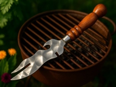 Fork-knife for removing meat