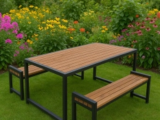 Sodo stalas IRONWOOD ir 2 suoliukai