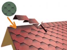Ridge eaves shingles, green