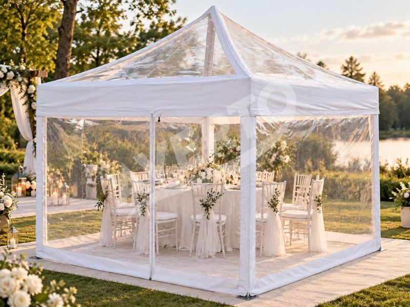 3x3 m AL-HEX50 ClearPVC White