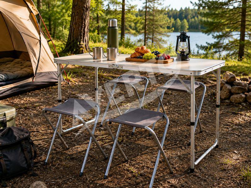 Campingbord med 4 hopfällbara