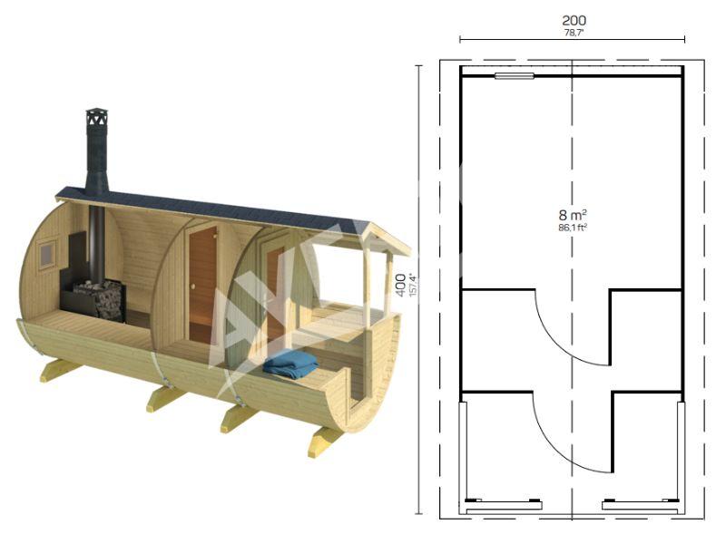 Wooden Sauna LAHTI 200x400 cm  € | Averto