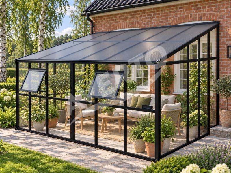 Glasgewächshaus LeanTo'220x364